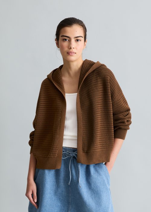 Hooded cardigan loose — Umbra Brown