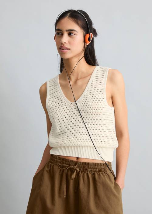 Top en tricot slim Creamy White en vue de face