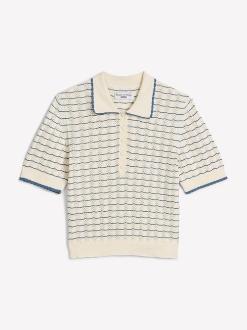 Textured knit polo shirt, regular fit — White