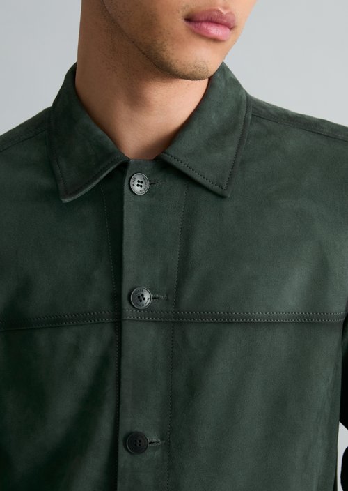 Leather jacket regular — Moss Green