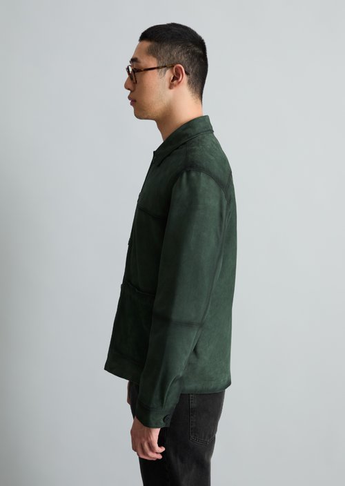 Leather jacket regular — Moss Green