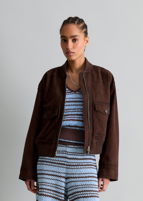 Leather blouson regular — Burnt Aubergine