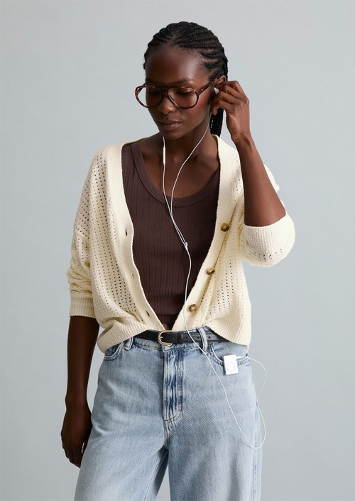 Relaxed cardigan — Creamy White