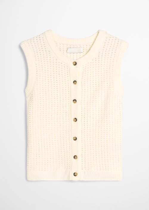 Sleeveless cardigan slim — Creamy White