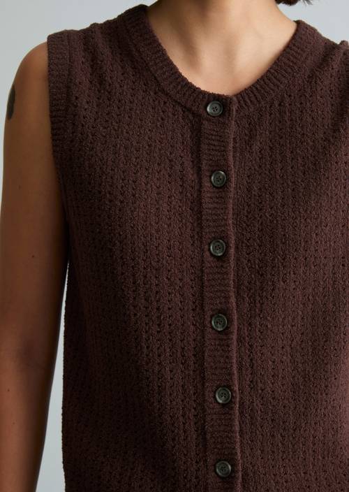 Cardigan sans manches slim Burnt Aubergine en vue détaillée