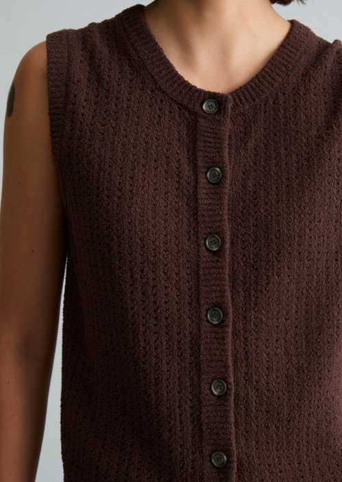 Sleeveless cardigan slim — Burnt Aubergine