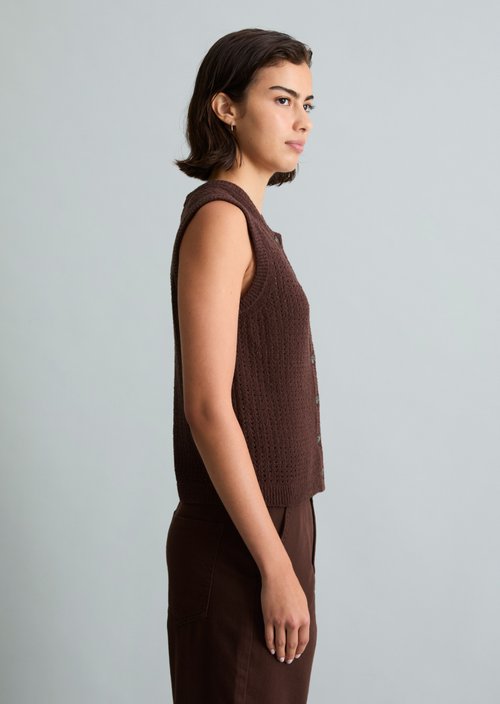 Sleeveless cardigan slim — Burnt Aubergine
