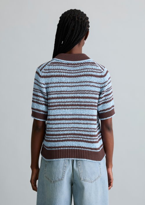 Regular polo cardigan — Dark Brown