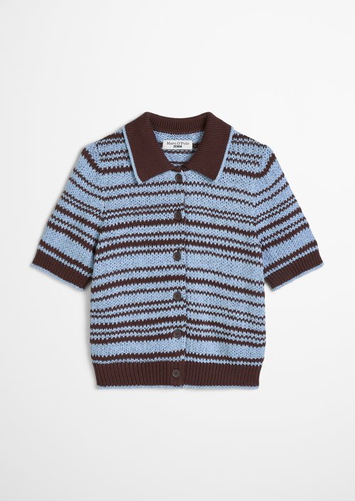 Regular polo cardigan — Dark Brown