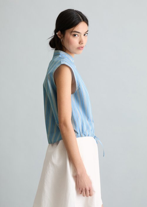 Relaxed striped blouse — Light Blue
