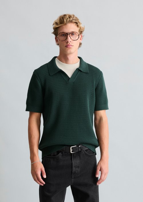 DfC knitted polo shirt relaxed — Olive Branch Green