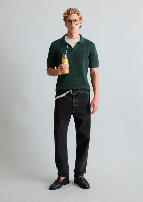 DfC knitted polo shirt relaxed — Olive Branch Green