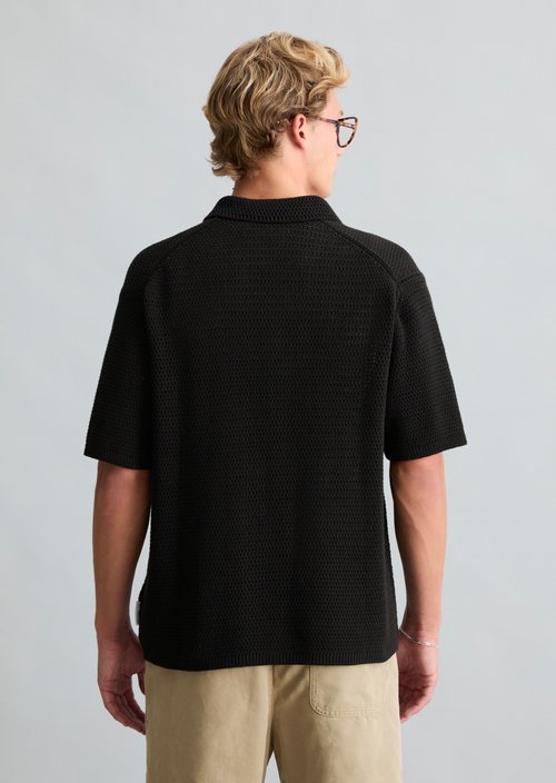 Relaxed short-sleeved cardigan — Black (alternate view)