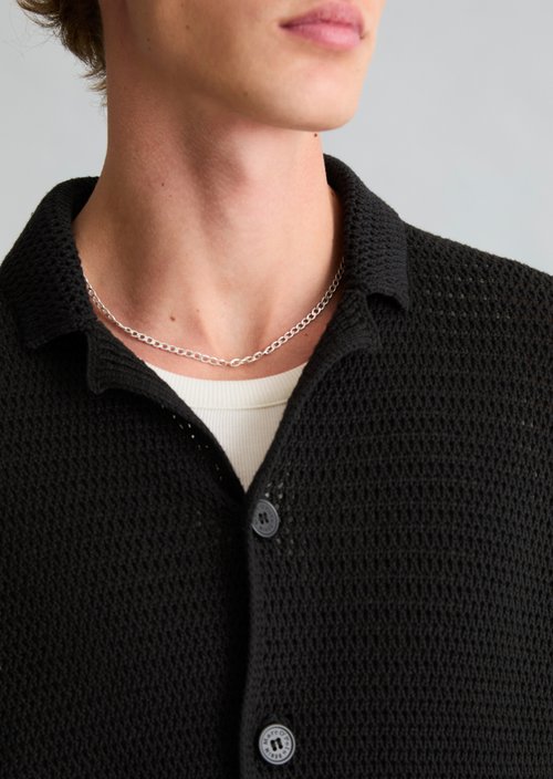 Relaxed short-sleeved cardigan — Black