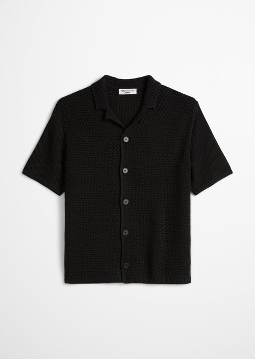 Relaxed short-sleeved cardigan — Black