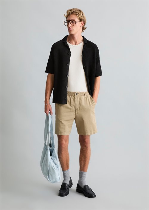 Relaxed short-sleeved cardigan — Black