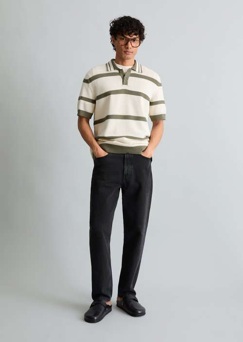 Regular knit polo shirt — Offwhite