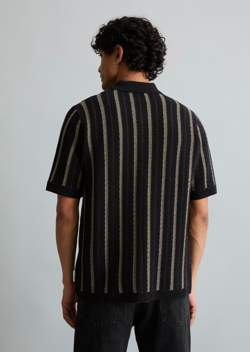 Relaxed polo-style cardigan — Black (alternate view)
