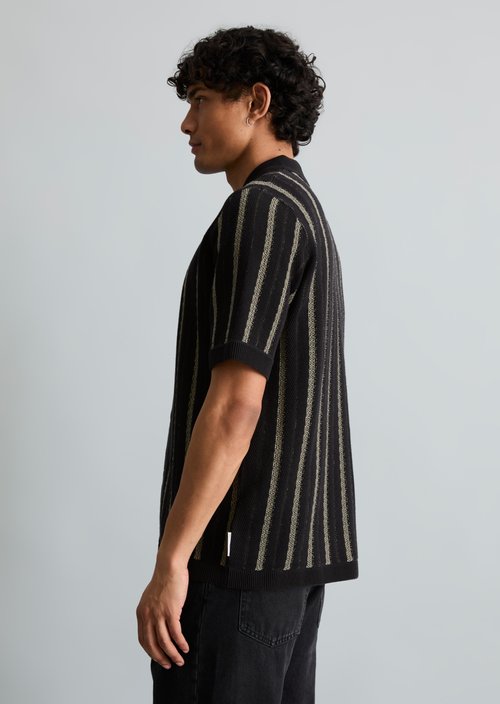 Relaxed polo-style cardigan — Black