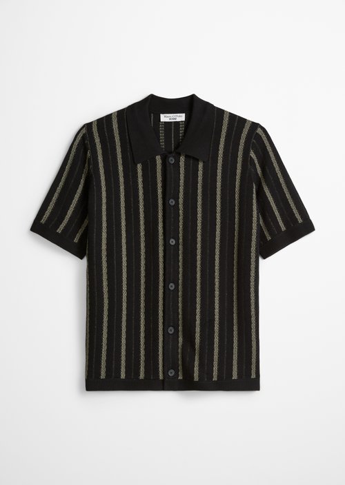 Relaxed polo-style cardigan — Black