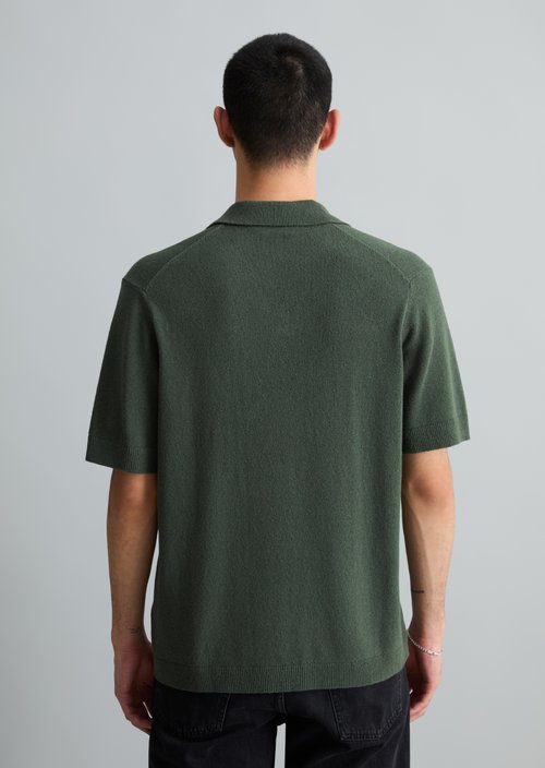 Relaxed knit polo shirt — Moss Green
