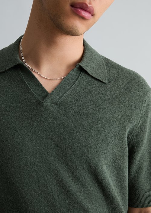 Relaxed knit polo shirt — Moss Green