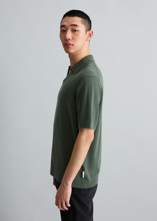 Relaxed knit polo shirt — Moss Green