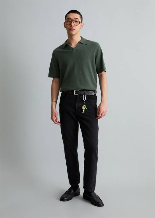 Polo en maille relaxed Moss Green en vue de face