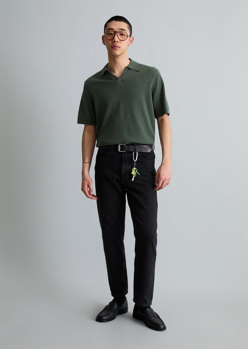 Relaxed knit polo shirt — Moss Green