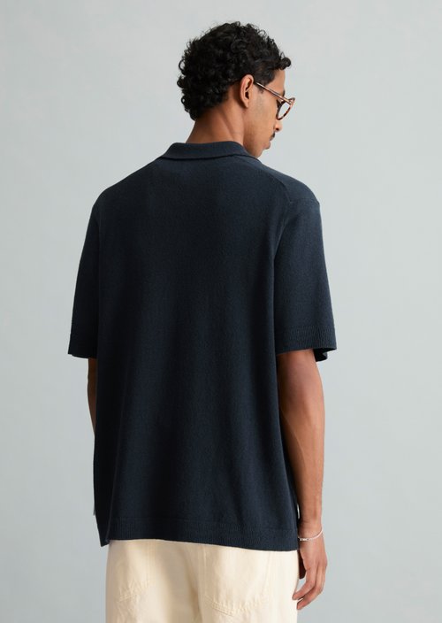 Relaxed knit polo shirt — Peppercorn Grey