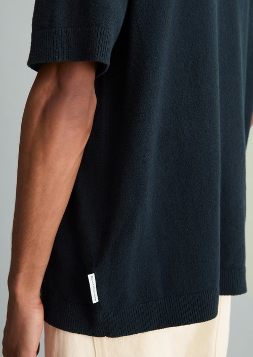 Relaxed knit polo shirt — Peppercorn Grey