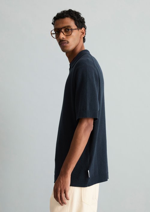 Relaxed knit polo shirt — Peppercorn Grey