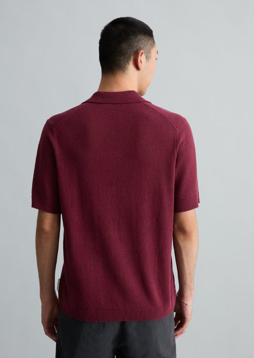 Relaxed knit polo shirt — Merlot Red