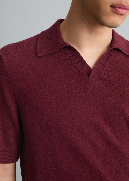 Relaxed knit polo shirt — Merlot Red