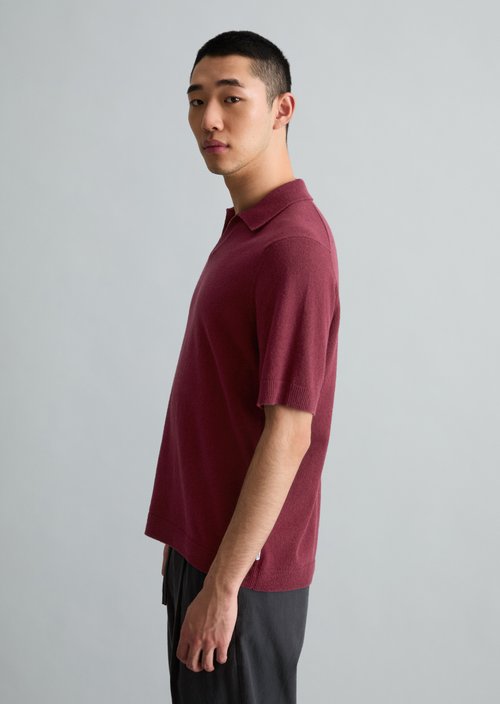 Relaxed knit polo shirt — Merlot Red