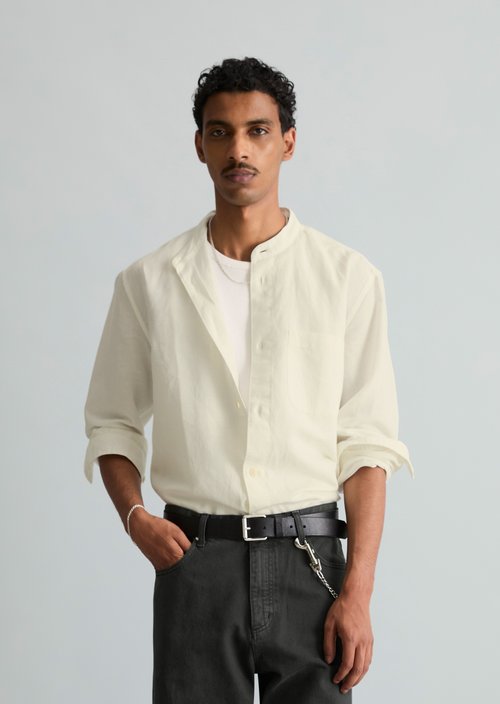 Regular stand-up collar shirt — Silky White