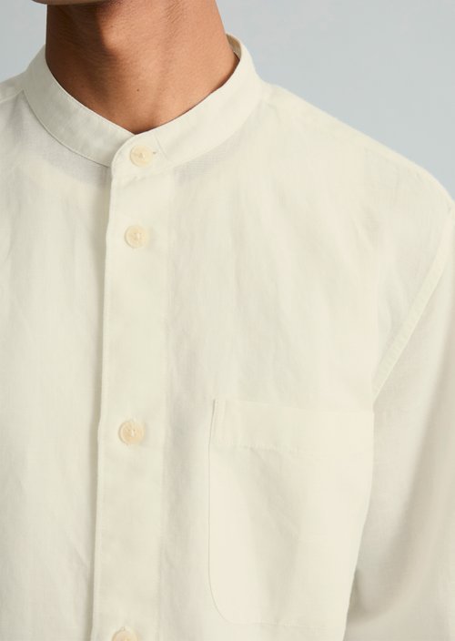Regular stand-up collar shirt — Silky White