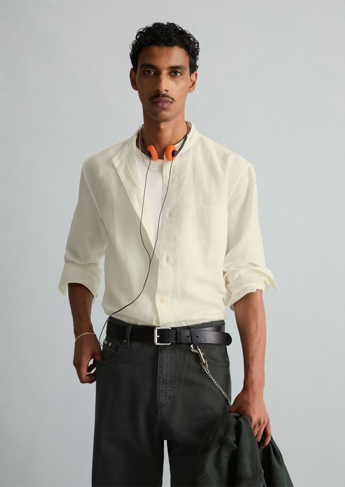 Regular stand-up collar shirt — Silky White