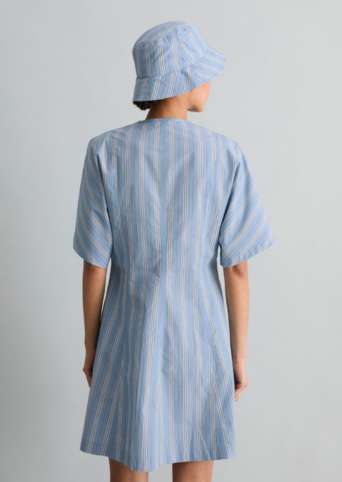 Striped dress flared — Light Blue