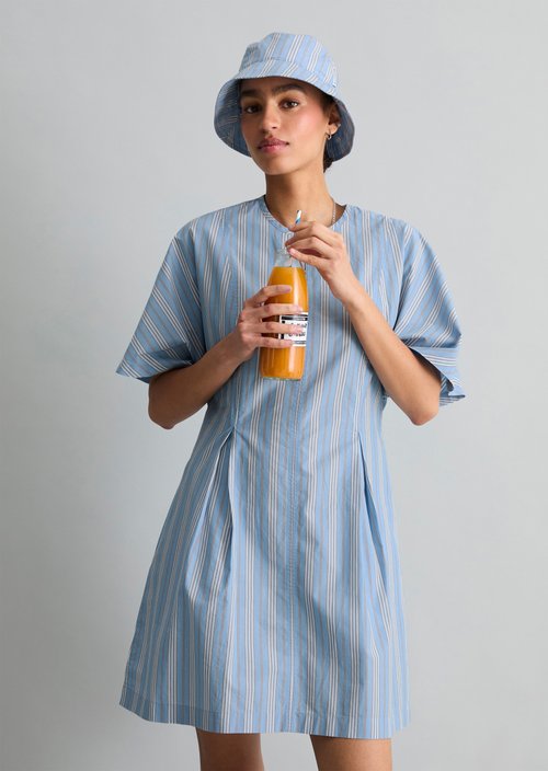 Striped dress flared — Light Blue