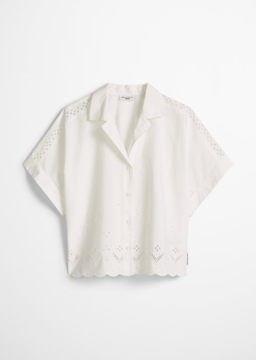 Relaxed short-sleeved lace blouse — Silky White