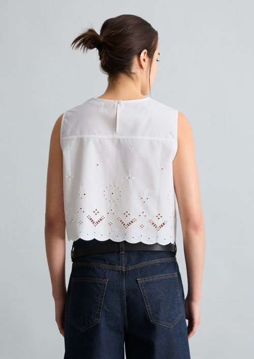 Cropped lace top — Silky White