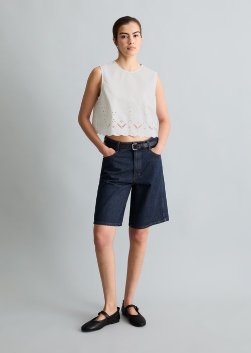 Cropped lace top — Silky White