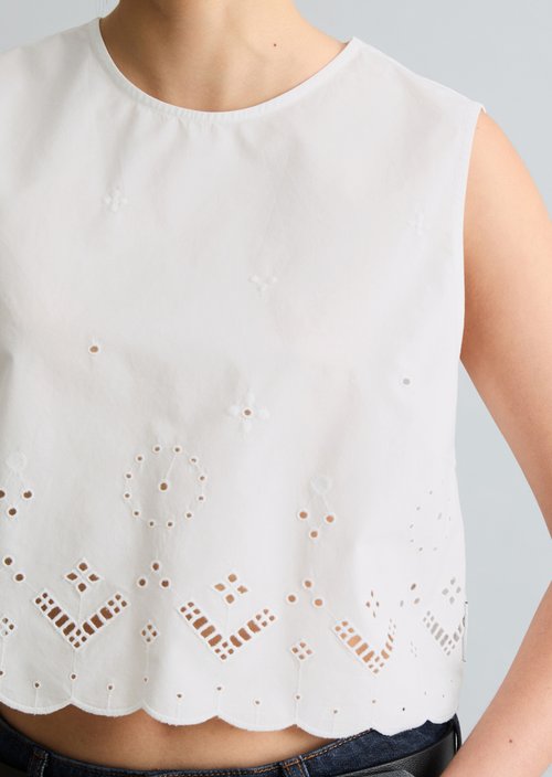 Cropped lace top — Silky White