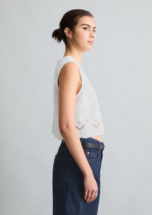 Cropped lace top — Silky White