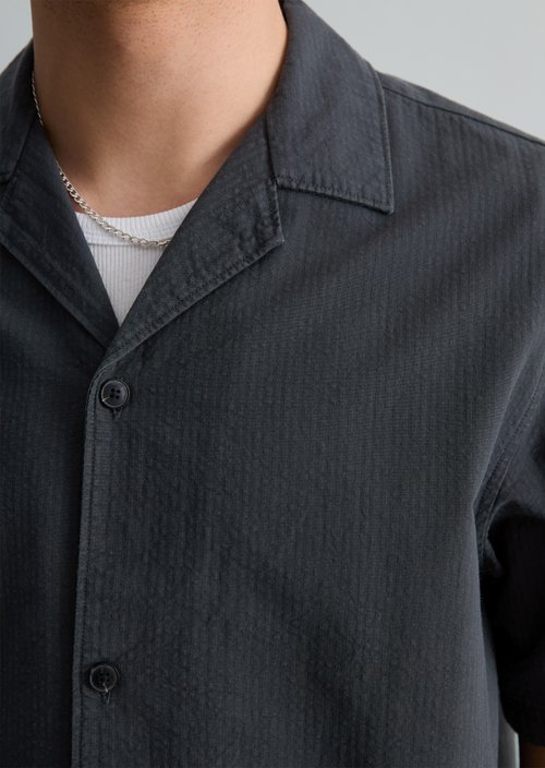Seersucker shirt regular — Peppercorn Grey