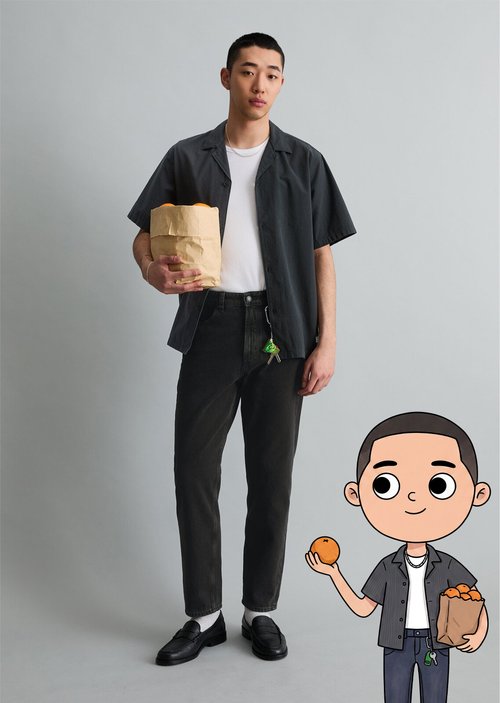 Seersucker shirt regular — Peppercorn Grey