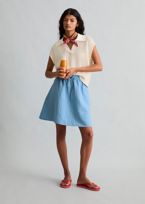 Flared striped skirt — Light Blue