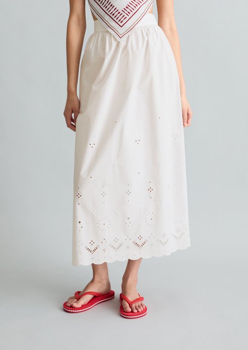 Flared lace skirt — Silky White
