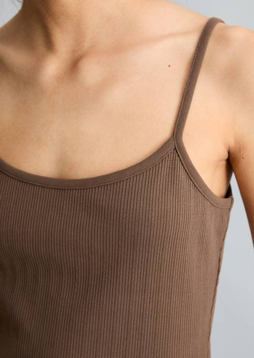 Top à bretelles spaghetti slim Umbra Brown en vue détaillée
